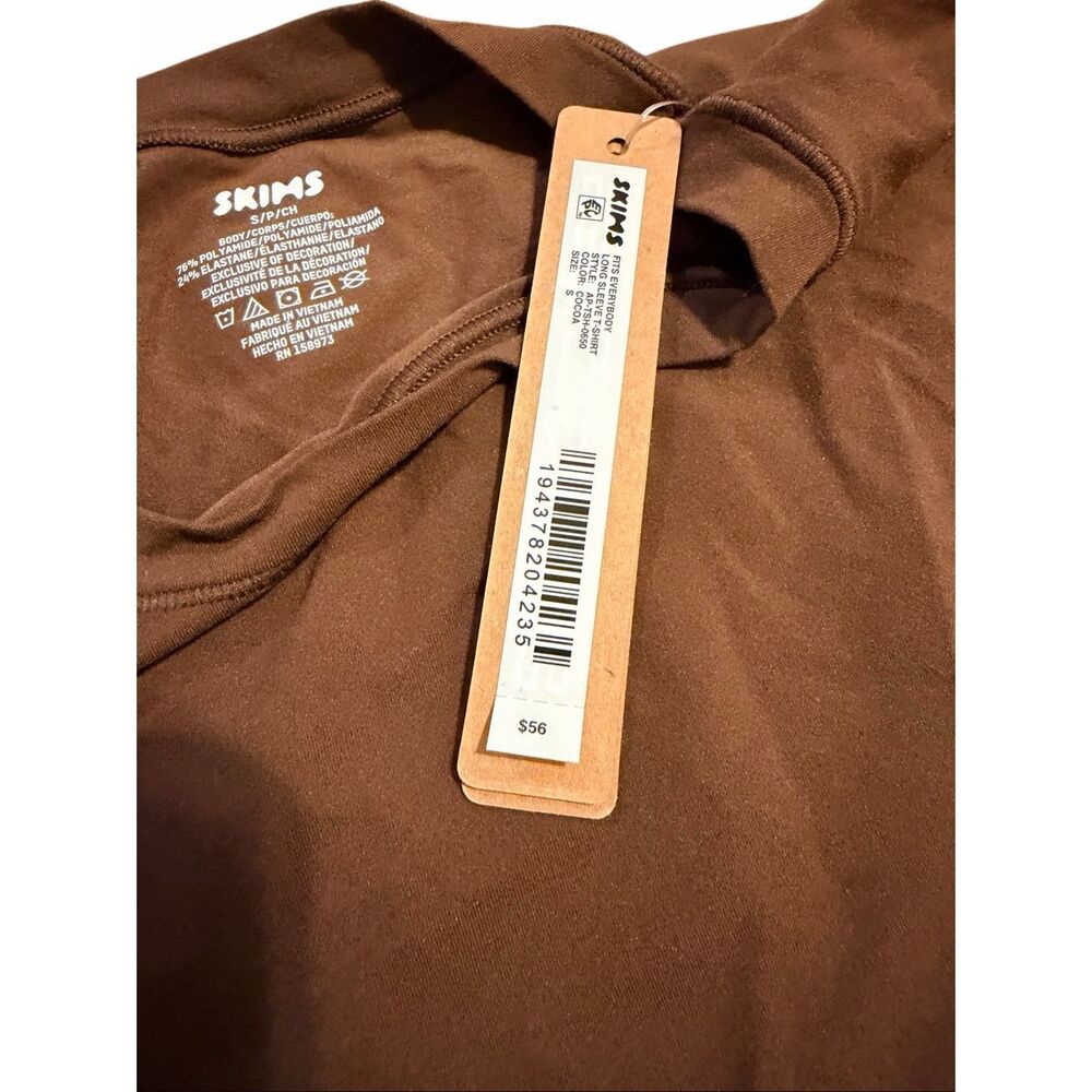 Brand New Skims Women's Size Small Cocoa Brown Fits Everybody Long Sleeve Shirt - Picture 2 of 5